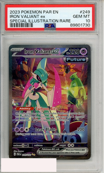 2023 POKEMON PAR EN-PARADOX RIFT IRON VALIANT EX #249 SIR PSA 10
