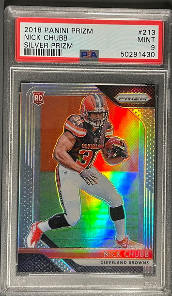 2018 Panini Prizm Nick Chubb Silver Prizm PSA 9