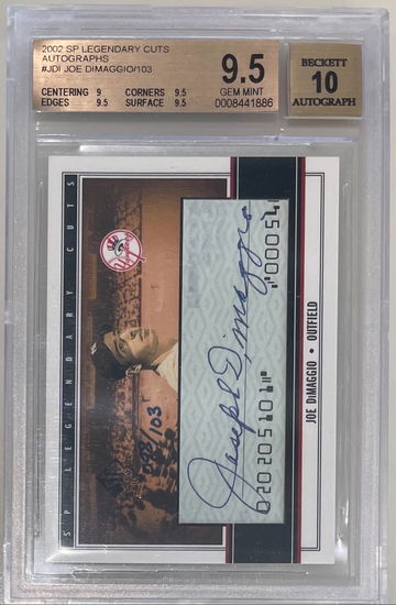Joe DiMaggio 2002 ud sp legendary cuts auto autograph bgs 9.5 10 #98/103