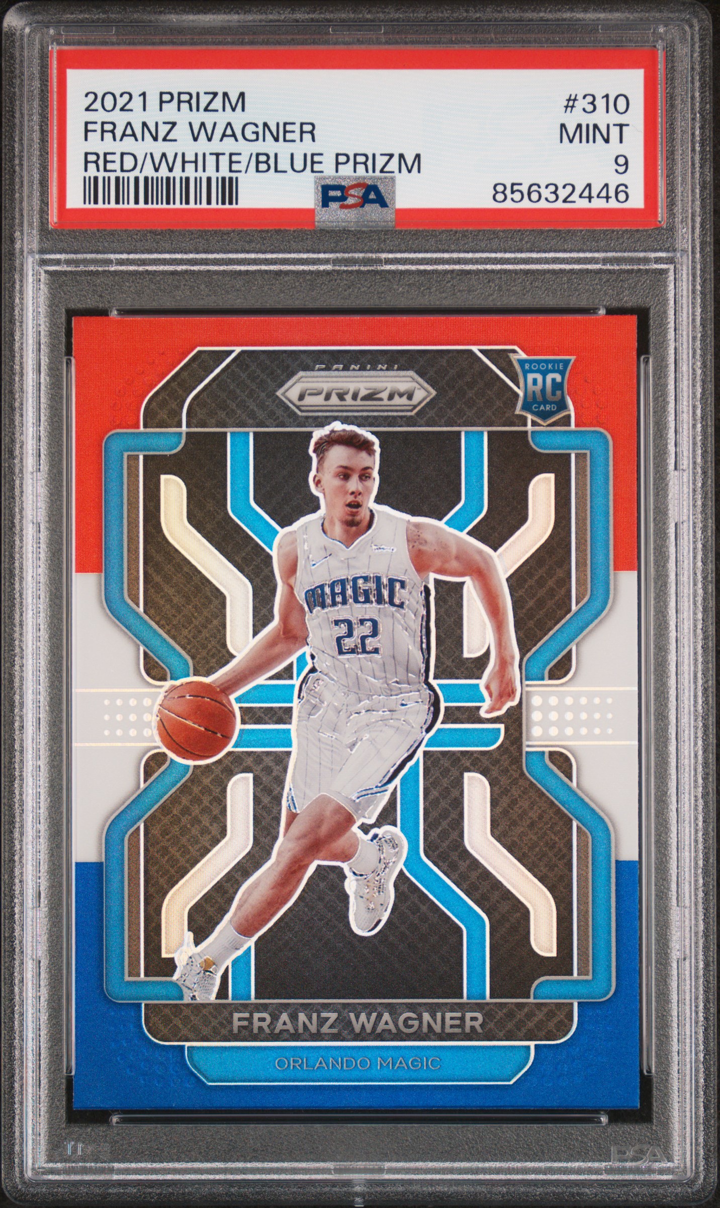 Franz Wagner 2021-22 Panini Prizm Red/White/Blue Prizm RC PSA9 MINT Magic