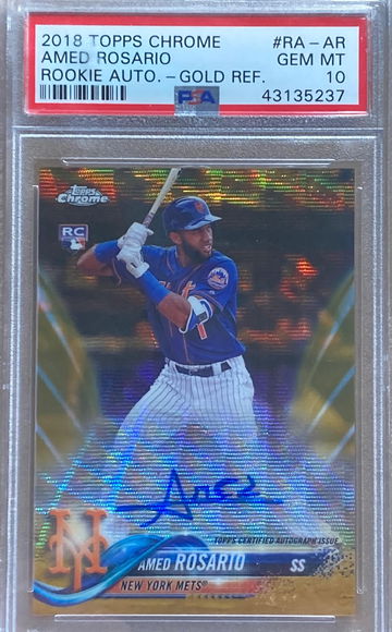 2018 Topps Chrome Rookie Auto Amed Rosario Gold Wave Auto #/50 PSA 10 Gem Mint