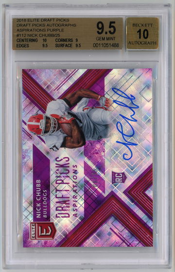 2018 Elite Draft Picks Draft Picks Autographs Aspirations Purple /25 Nick Chubb BGS 9.5 w 10 Auto Pop 1!!!!