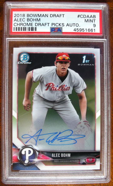 Alec Bohm 2018 Bowman Chrome DP Auto PSA 9