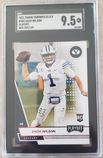 Zach Wilson RC 2021 Chronicles DP #382 Playoff Red /149 SGC 9.5 