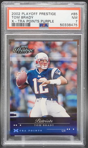 2002 Playoff Prestige #85 Tom Brady X-Tra Purple PSA 7