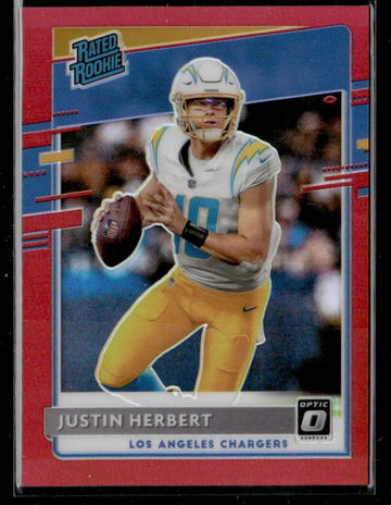 2020 Panini Donruss Optic Preview Red Rated Rookie Justin Herbert #P-303 RC /99