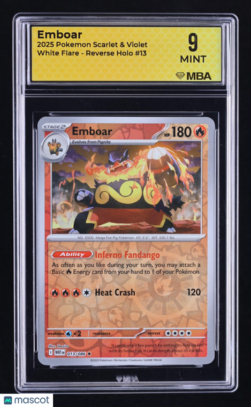 2025 Pokemon Scarlet & Violet White Flare Emboar Reverse Holo MBA 9 #13
