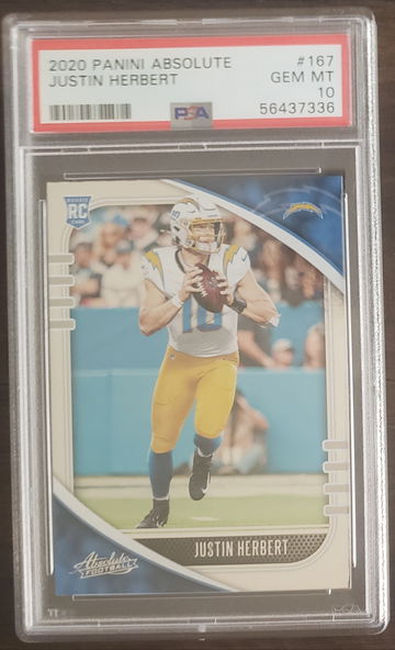 2020 Panini Absolute Justin Herbert RC #167 PSA 10
