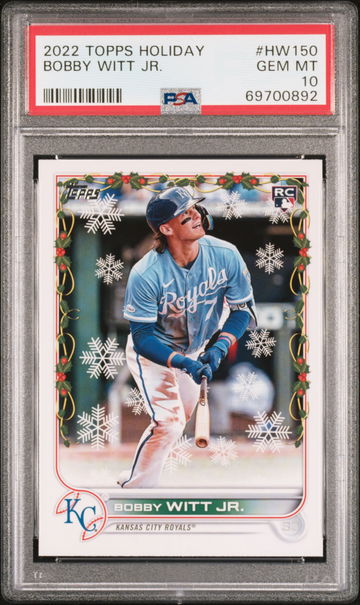 2022 Topps Holiday Bobby Witt Jr RC #HW150, KC Royals, PSA 10 Gem Mint