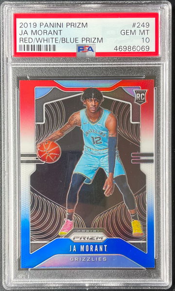 2019 Prizm Ja Morant RWB RED WHITE BLUE PSA 10