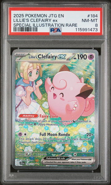 2025 Pokemon JTG EN Special Illustration Rare Lillie's Clefairy ex #184 PSA 8