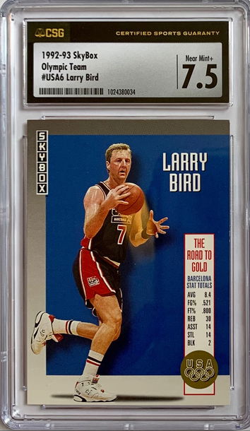 1992 - 93 SkyBox Larry Bird Road to Gold #USA6 - Graded CSG 7.5 NM + Dream Team!