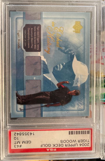 RARE 2004 Upper Deck Golf Tiger Woods Etched In History #43 PSA 10