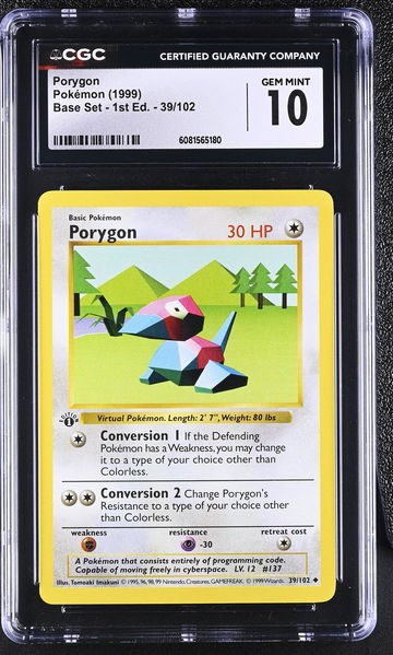 1999 Pokémon Base Set 1st Edition Porygon #39/102 CGC 10
