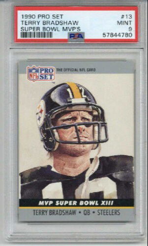 1990 PRO SET SUPER BOWL MVP'S #13 TERRY BRADSHAW FOOTBALL CARD STEELERS PSA 9