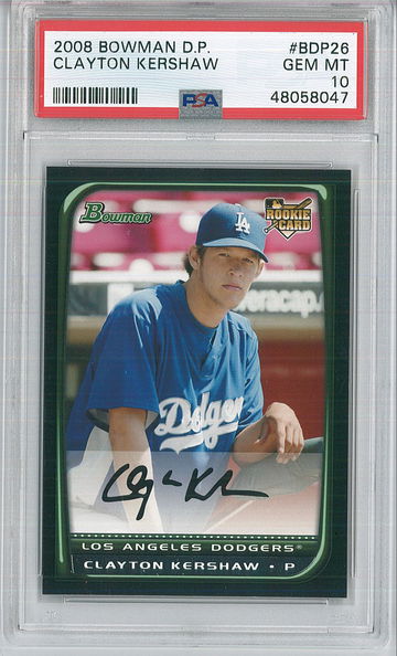 2008 Bowman Chrome Clayton Kershaw Rookie Card #BDP26 PSA 10 [POP 21]