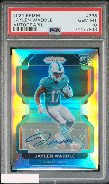 2021 PANINI PRIZM JAYLEN WADDLE #338 AUTOGRAPH ROOKIE RC PSA 10 GEM MT