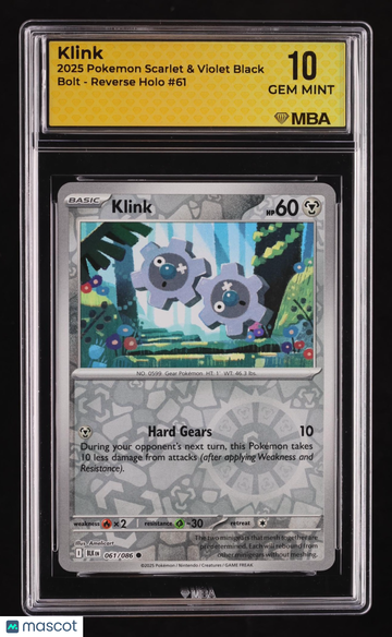 2025 Pokemon Scarlet & Violet Black Bolt Klink Reverse Holo MBA 10 #61