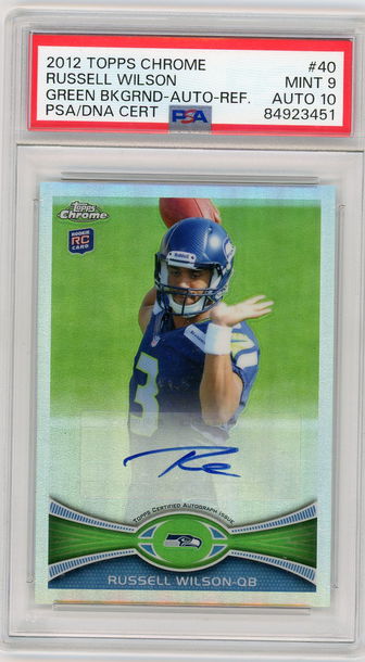 2012 Topps Chrome Green Russell Wilson #40 RC Auto PSA 9 Auto 10
