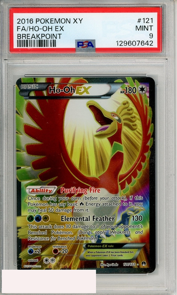 2016 POKEMON XY BREAKPOINT FA HO-OH EX #121  PSA 9 MINT