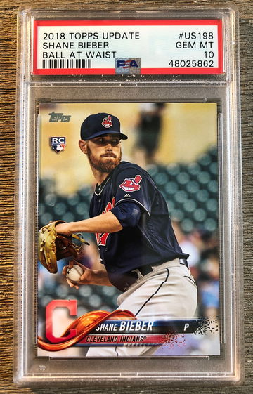 2018 Topps Update #198 Shane Bieber Ball at Waist PSA 10