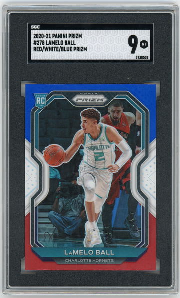 2020-21 Panini Prizm Lamelo Ball Red White Blue Prizm Rookie RC #278 SGC 9