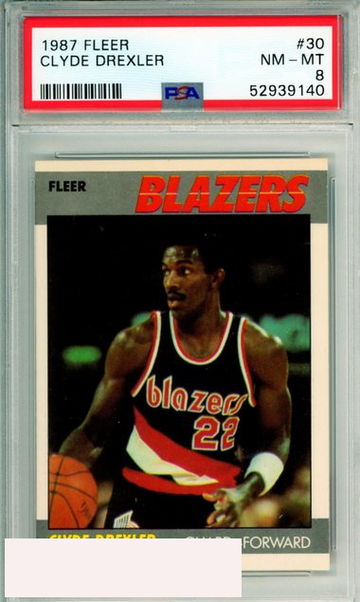 1987 FLEER CLYDE DREXLER #30 HOF PORTLAND TRAILBLAZERS PSA 8 NM-MT