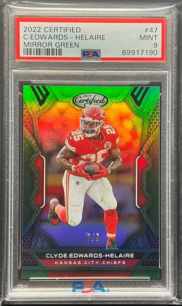 Clyde Edwards-Helaire 2022 Certified Mirror Green 5/5 PSA 9