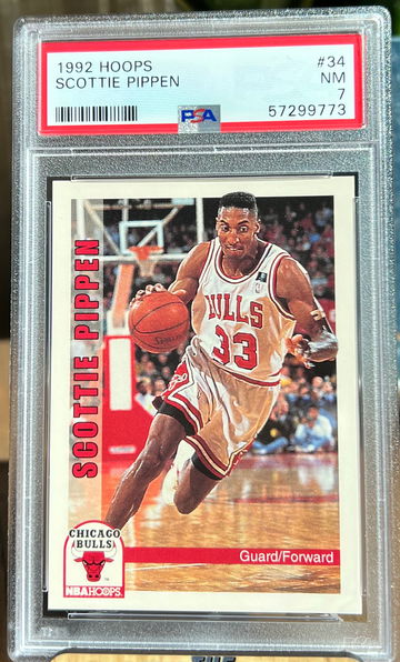 SCOTTIE PIPPEN 1992 NBA HOOPS #34 PSA Near MINT 7 Chicago Bulls HOF 🔥📈