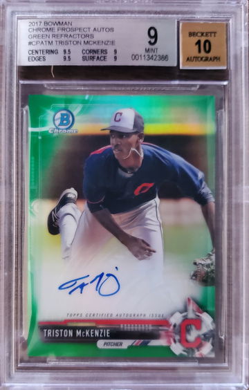 2017 Bowman Chrome Prospects Triston Mckenzie auto green refractor /99