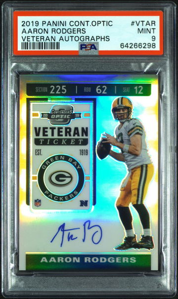 2019 CONTENDERS OPTIC AUTO Aaron Rodgers PSA 9