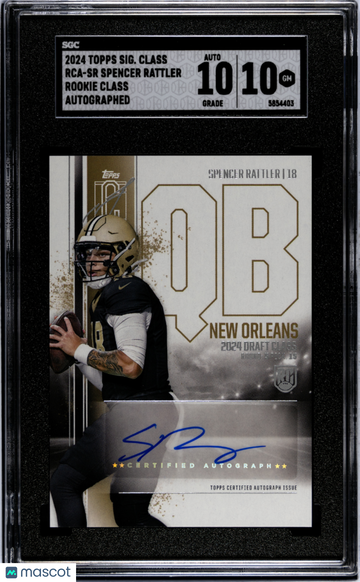 2024 Topps Signature Class Spencer Rattler #RCA-SR Rookie Autograph SGC 10 Auto 10
