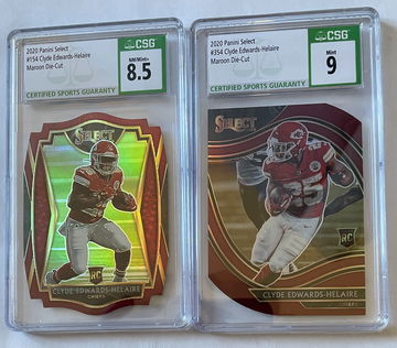 2020 Select Maroon Die Cut Clyde Edwards Helaire 2 card lot
