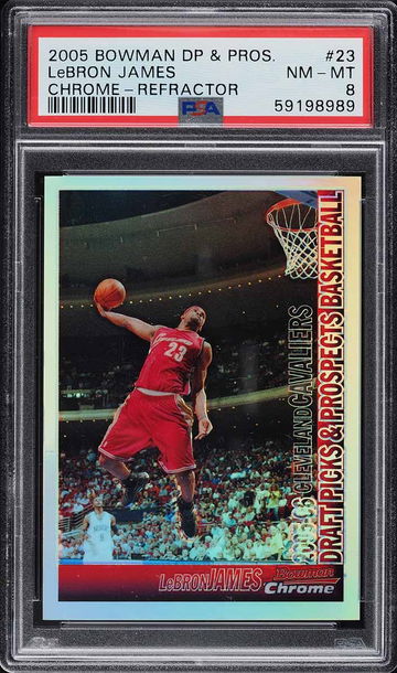 2005 BOWMAN CHROME REFRACTOR LEBRON JAMES /300 #23 PSA 8 (Pop: 3, 26 higher)