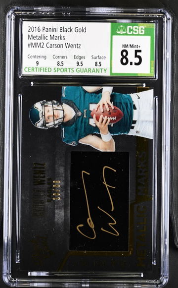 CARSON WENTZ 2016 PANINI BLACK GOLD METALLIC MARKS 