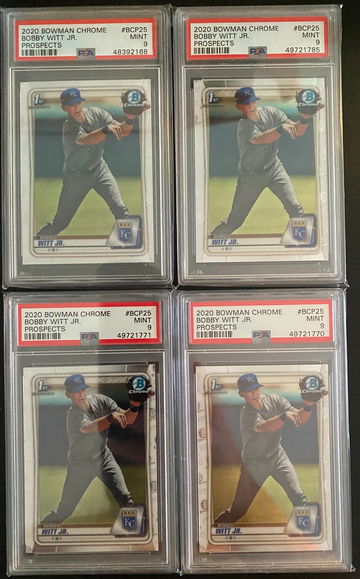 BOBBY WITT JR 4x LOT BOWMAN CHROME LOT PSA 9 MINT
