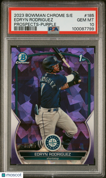 2023 Bowman Chrome Sapphire Edition Prospects Edryn Rodriguez #185 Purple /25 PSA 10