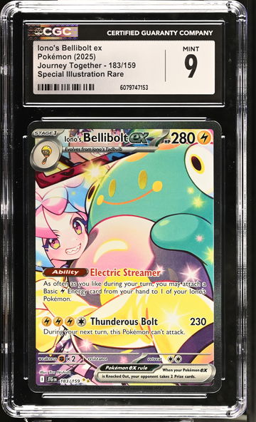 2025 Pokemon #183/159 Iono's Bellibolt ex Journey Together CGC 9