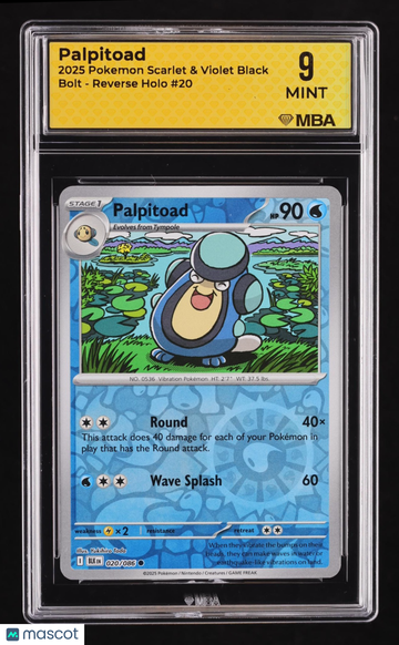 2025 Pokemon Scarlet & Violet Black Bolt Palpitoad Reverse Holo MBA 9 #20