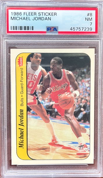 1986 Fleer Michael Jordan Sticker PSA 7