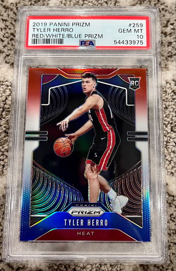 2019/20 Panini Prizm Red White Blue Tyler Herro RC #259 PSA 10