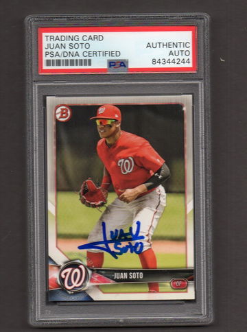 Juan Soto Signed Autographed 2018 Bowman #52 PSA DNA COA RC Very Early Sig