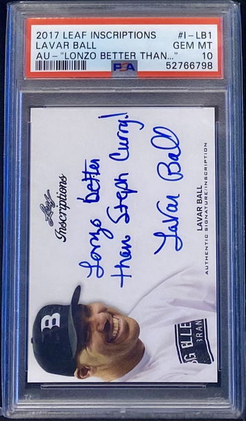 2017 Leaf Inscriptions Lavar Ball Auto "Lonzo Better Than Steph Curry!" PSA 10 Gem Mint!