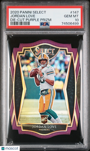 2020 Panini Select Jordan Love #147 Die Cut Purple Prizm PSA 10