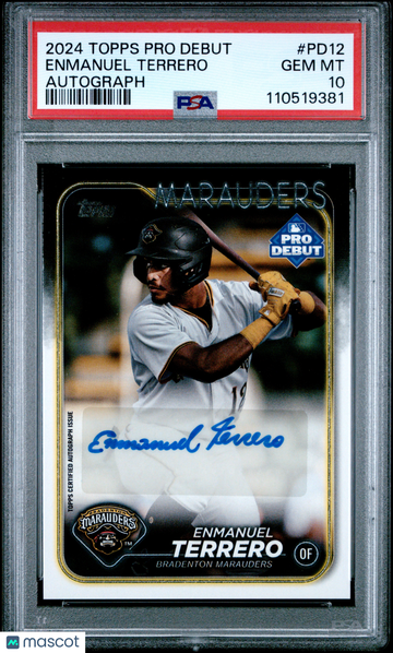 2024 Topps Pro Debut Enmanuel Terrero #PD12 Autograph PSA 10