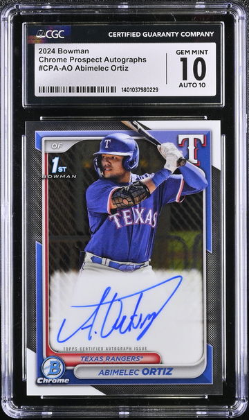 2024 BOWMAN ABIMELEC ORTIZ BOWMAN CHROME PROSPECT AUTOGRAPHS #CPA-AO CGC 10 BS.E1.12