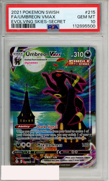 2021 POKEMON SWSH EVOLVING SKIES FA UMBREON VMAX #215 SECRET PSA 10