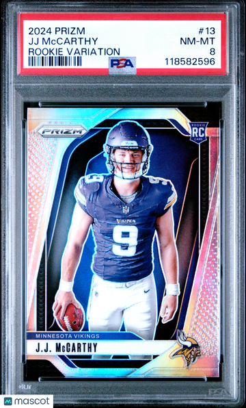 2024 Panini Prizm Rookie Variation JJ Mccarthy #13 PSA 8