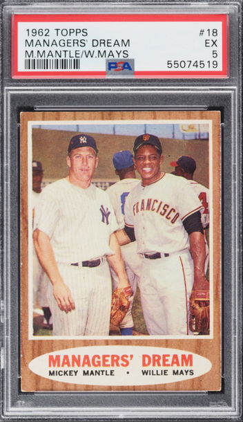 1962 Topps Manager's Dream Mickey Mantle / Willie Mays PSA 5
