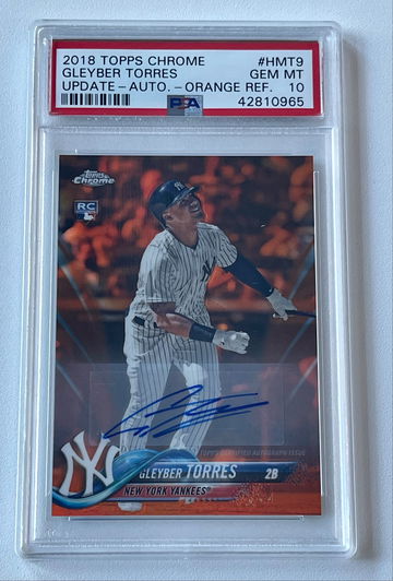 2018 Topps Chrome Gleyber Torres Update Auto Orange Refractor #/25 PSA 10 